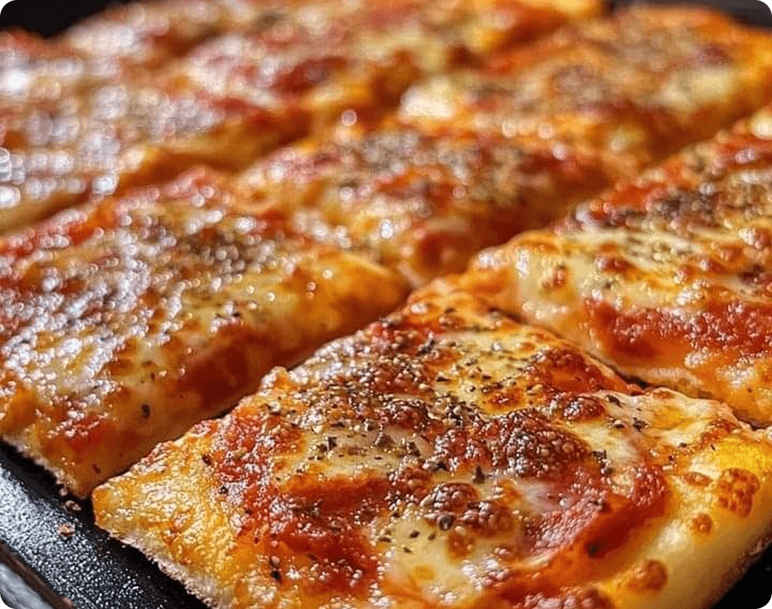 Two Detroit-style pepperoni pizzas in a delivery box