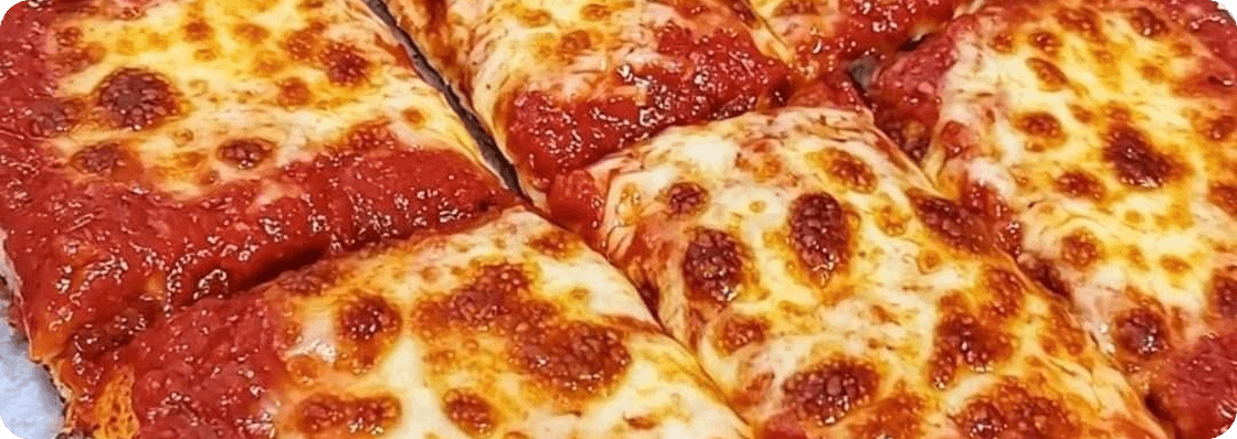 Close up pizza slices
